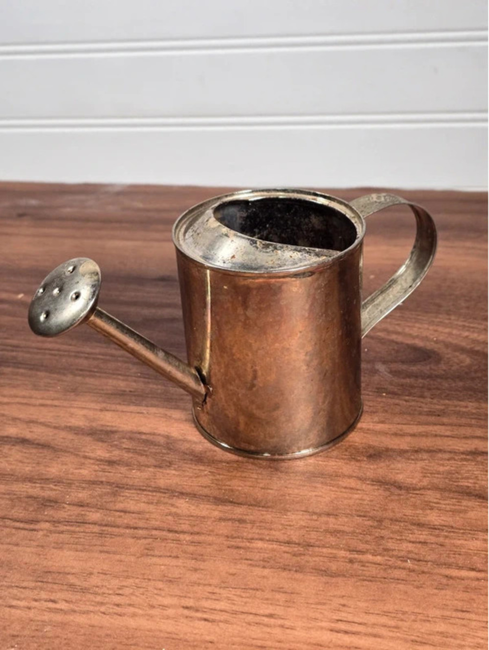 Vintage Mini Silver Tone Watering Can Garden Decor 4"